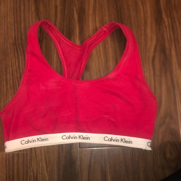 red calvin klein sports bra